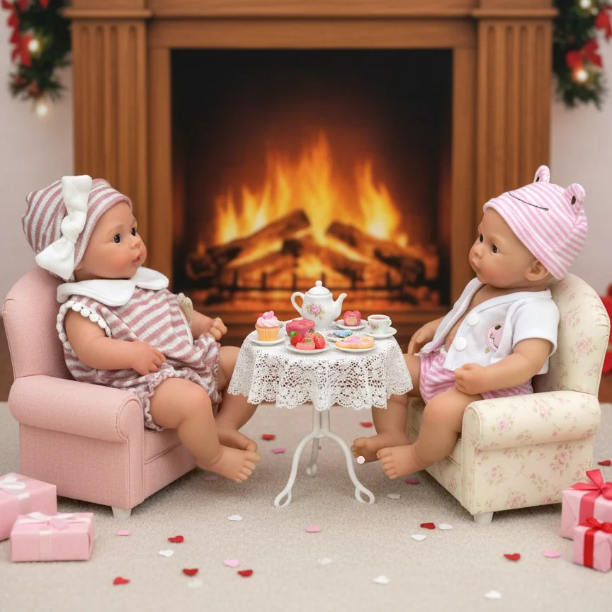 1PC/2 Styles 13Inch Open Mouth With 2 Clothes Solid Silicone Bebe Reborn Girls Painted Skin Handmade Lifelike Newborn Baby Dolls