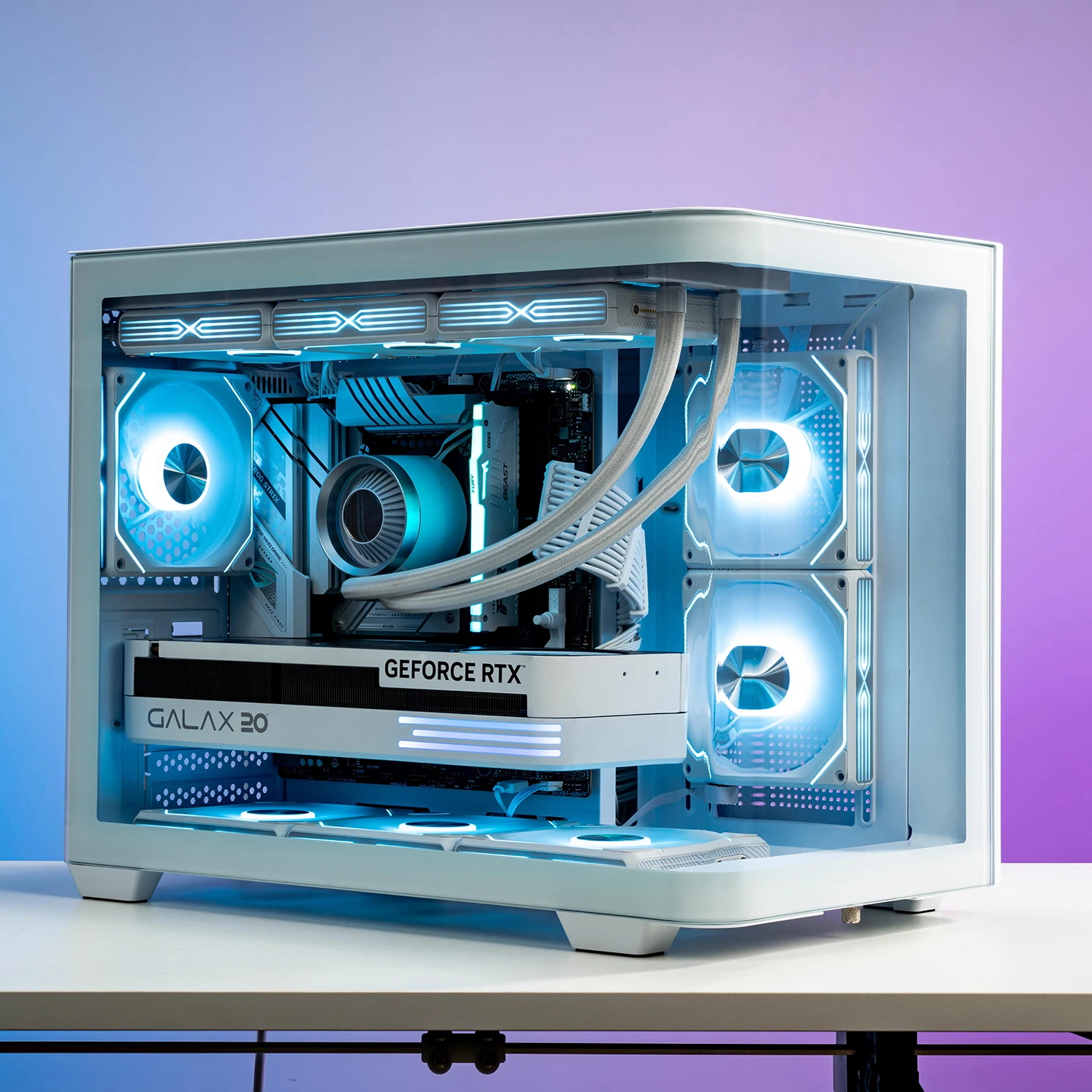 PADO Bai Ze Yi MATX Sea View Computer Case Curved Glass Panoramic Side Glare 360-Degree Water Cooling Support for Gaming Desktop