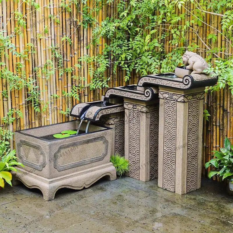 Flowing water floor fish pond landscape courtyard garden balcony circulating water system landscaping goldfish tank