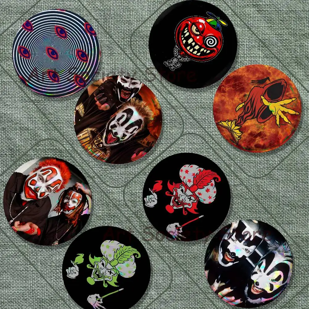 HipHop I-Insane Posse Brooches for Backpack Accessories 25,32,44,58,75mm Round Enamel Pins 2-piece set Cartoon Anime Badge