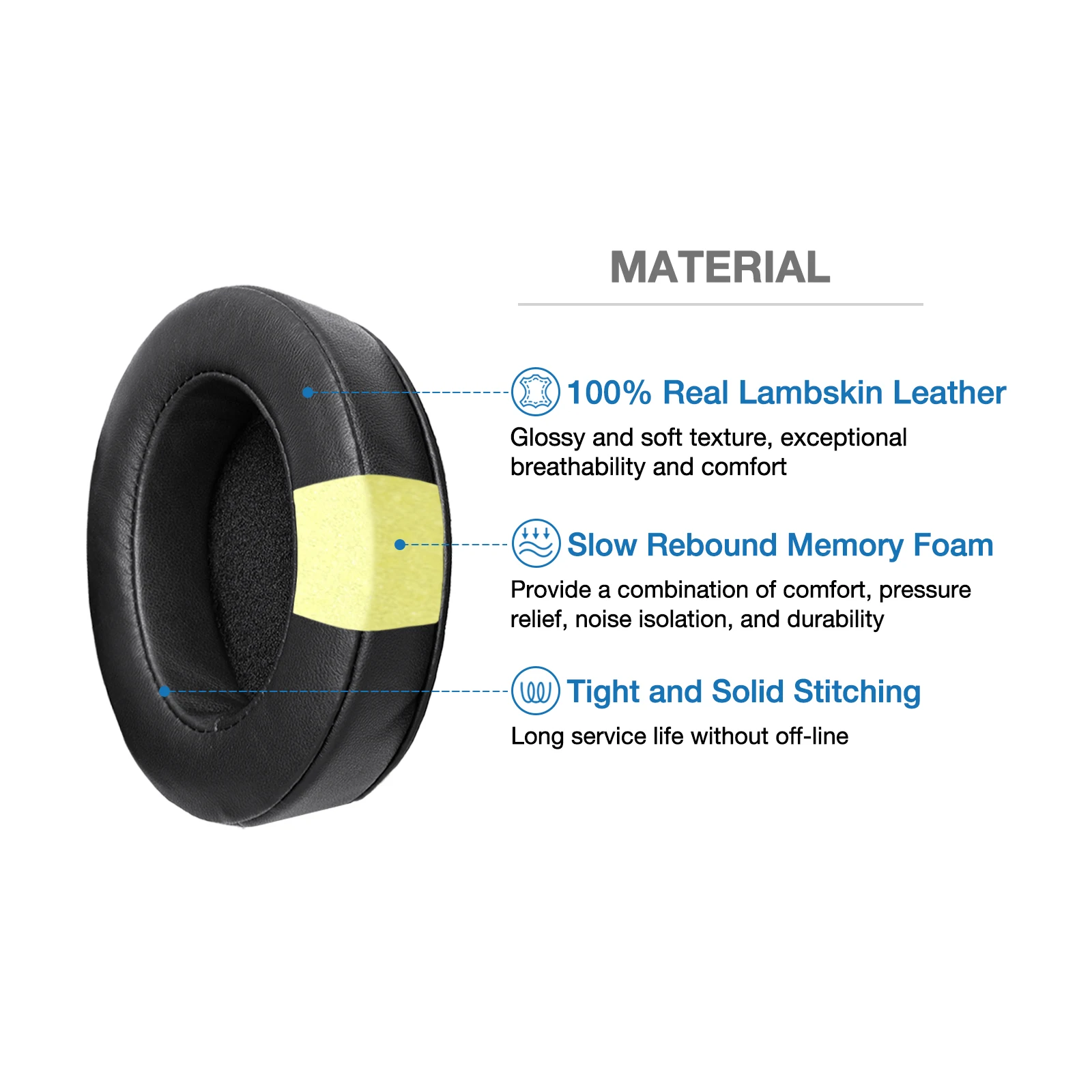 وسادة أذن من الجلد الحقيقي وسادة إسفنجية لسماعات Meze 99 Neo من جلد الخراف من جلد الغنم وسادات أذن بديلة للأذن