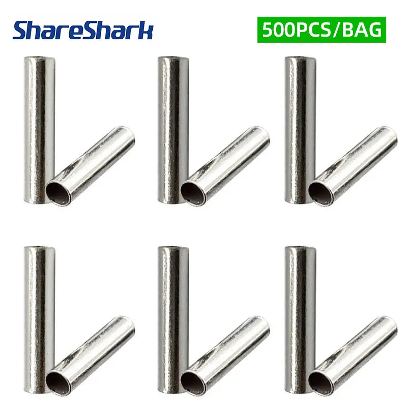 ShareShark 500Pcs/Bag Single Barrel Crimping Sleeves Fishing Line Wire Leader Copper Tube Connector Fishing accessoriess