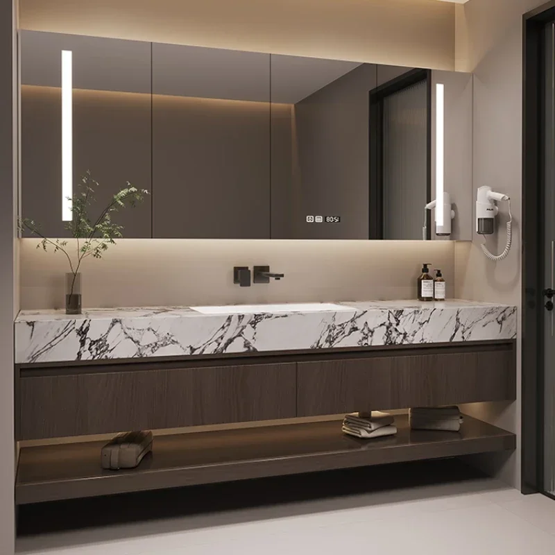 

Шкафы для туалета и ванной комнаты, открытый роскошный зеркальный шкаф для хранения, современная угловая полка, мебель для ванной комнаты Cast для TD50BC