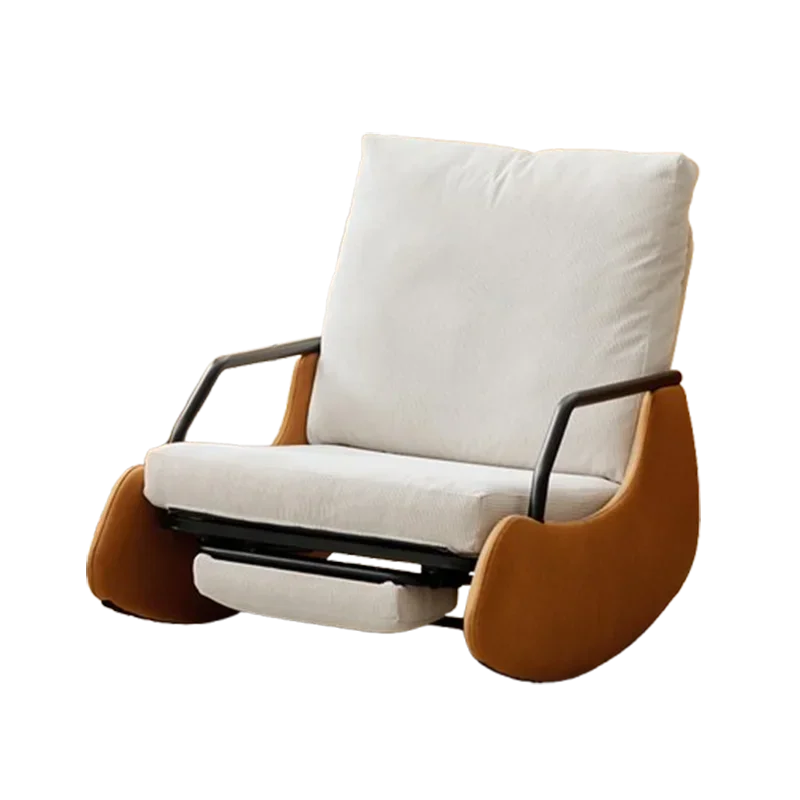 #Leisure Arms Rocking Chair Lounge Floor Adults Sturdy Single Ergonomic Chair Fluffy White Sedie Da Soggiorno Nordic Furniture