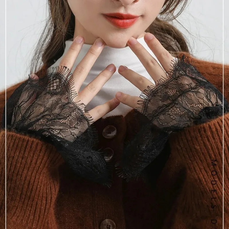 

Французские ретро-кружевные съемные рукава, прозрачные накладные манжеты, рукавицы с оборками, аксессуар для фотосессий и танцевальных выступлений