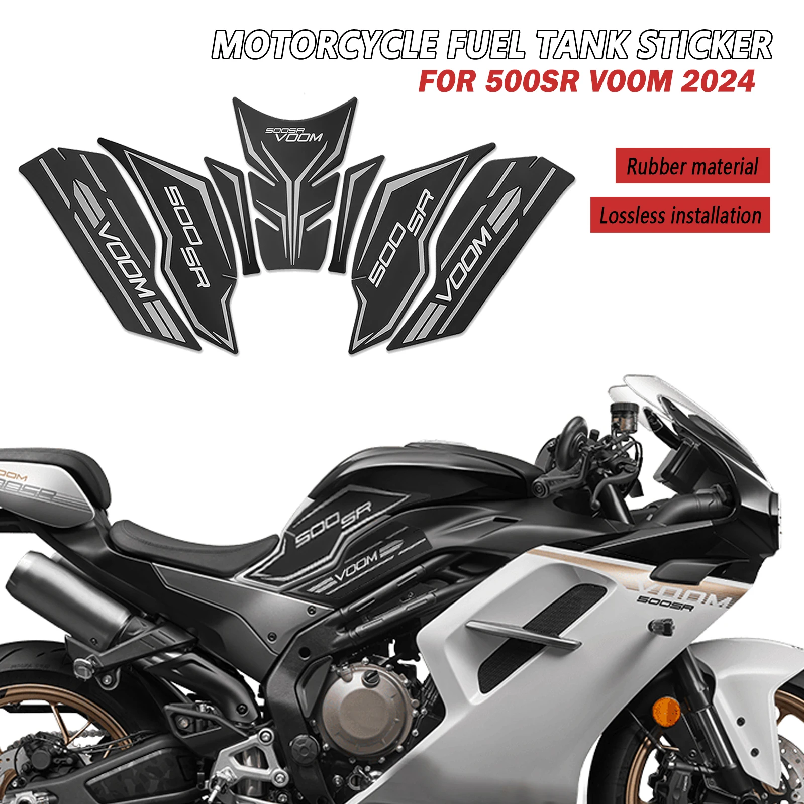 

ДЛЯ CFMOTO 500 SR VOOM 2024, аксессуары для мотоциклов, защита для газового топливного бака, противоскользящая наклейка, 3D декоративная наклейка