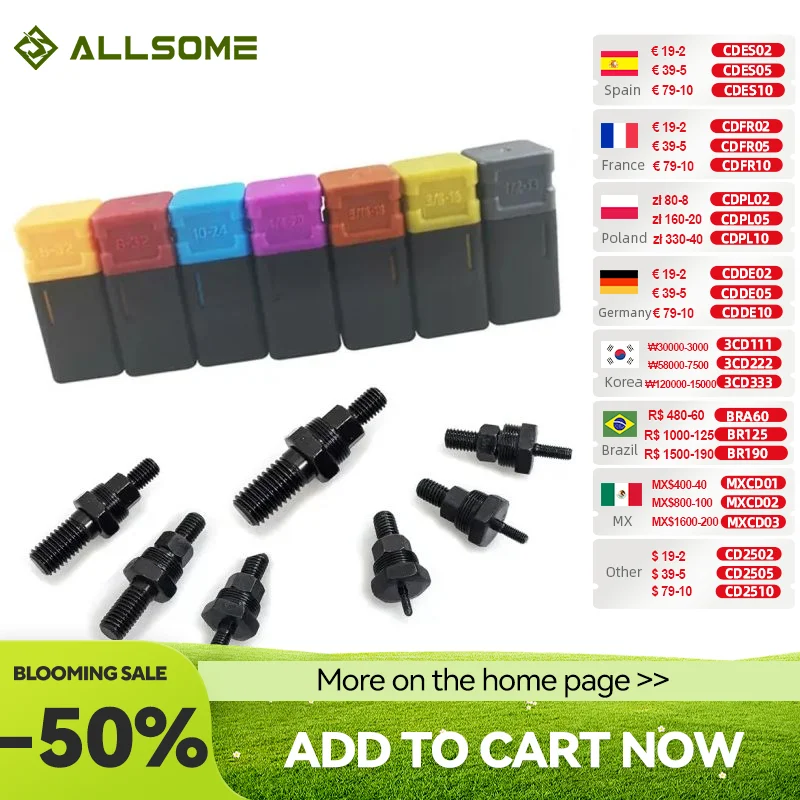 ALLSOME Riveter Súng Phần Ren Mandrel Thay Thế Cho Tay Đai Ốc Đinh Tán SAE 6-32 8-32 10-24 1/4-20 5/16-18 3/8-16 HT2777
