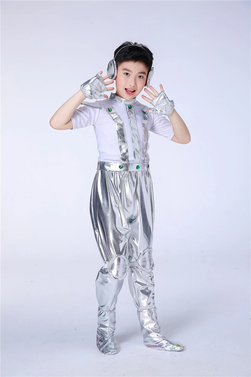 Boys Girls Cosplay Alien Robot Spacemen Astronaut Costume Halloween Carnival Dress Up Outfit Party Kids Role Playing Child Suit