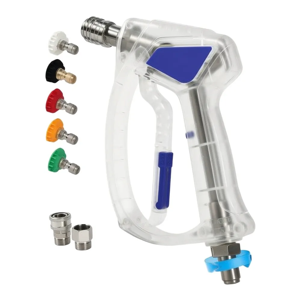 Transparent Car Wash Water Cleaner 5000 PSI Pressure Washer Attachment with Five Spray Nozzles and 360 Degree Swivel Connector