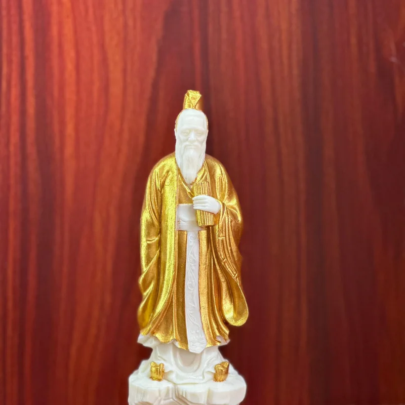 

Ivory Nut Carved Confucius Gold Plated Decoration Ornaments Creative Home Living Room Desktop Ornaments Crafts Factory Wholesale