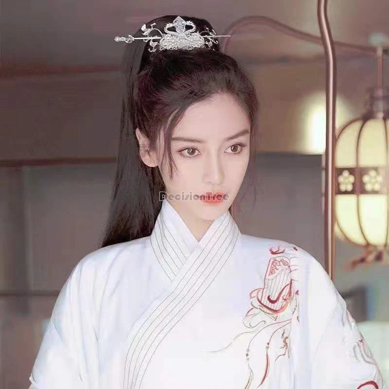 2024 chinese ancient gorgeous hanfu accessories high ponytail braid tiara same style as female celebrity angelababy hair crown