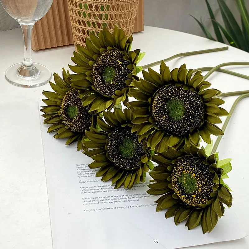 10Pcs Artificial Sunflower Silk Flowers Wedding Party Bouquet Gift Christams Home Living Room Decor Sunflower Photography Props