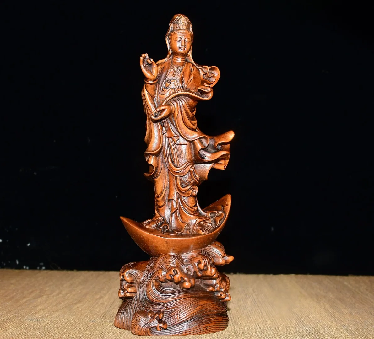 

8-дюймовая старая самшитовая монета Юаньбао, платформа Будды, станция Бодхисаттвы Гуаньинь, зал поклонения Будды, городской дом