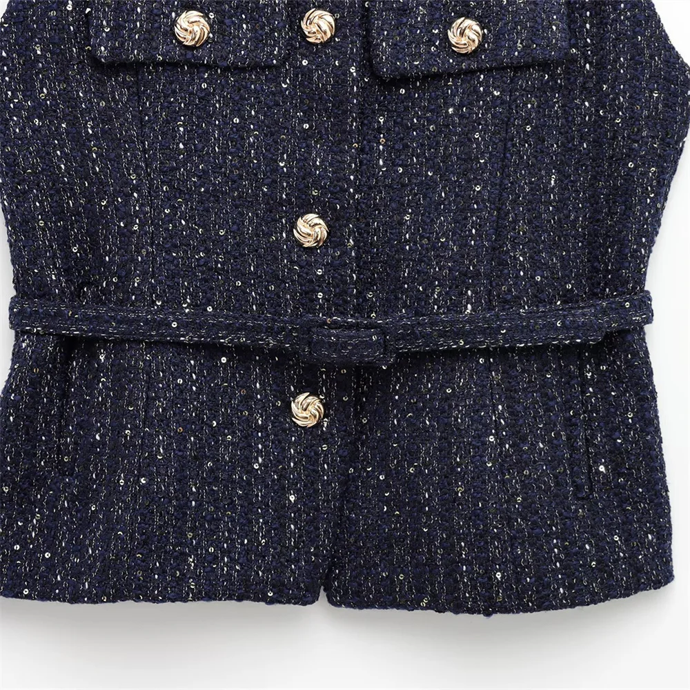 Cinto feminino textura regata casaco botão bolso decoração primavera novo casual feminino wear