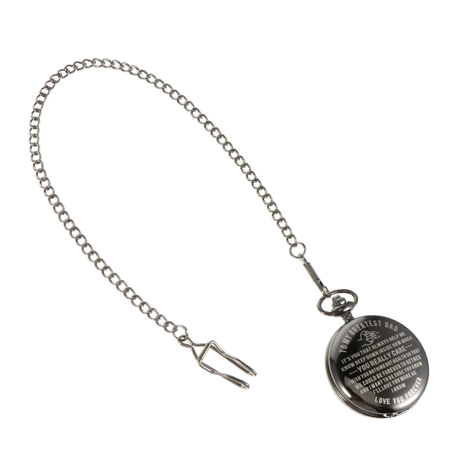Quartz Movement Hanging Pocket Watch Laser Engraved Clear Handwriting Exquisite 3D Aesthetic Design Unisex Necklace Watch Gift