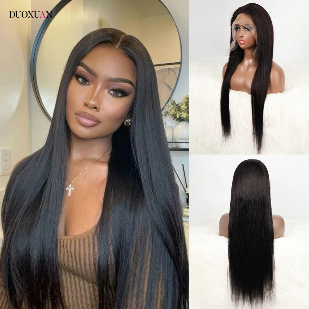 Silky Straight Human Hair Wigs 100% Human Hair Wigs Women Transparent Lace Wig Brazilian Straight Natural Color Wigs 200 Density