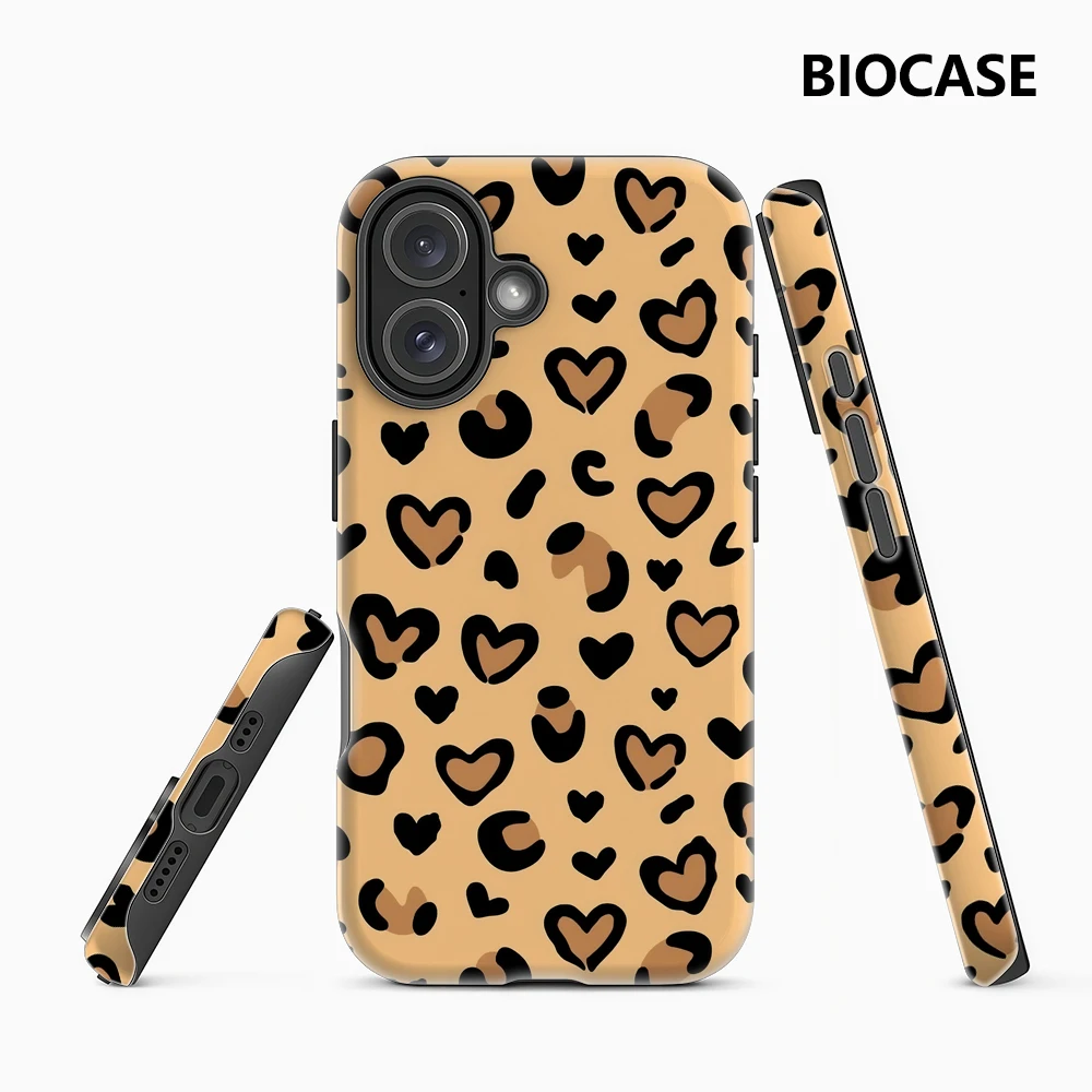 Leopardenherzen iPhone17 Handyhülle Must-Haves Doppelschichtige Rückabdeckung für iPhone 18 17 16 15 14 13 12 11 Pro Max Plus