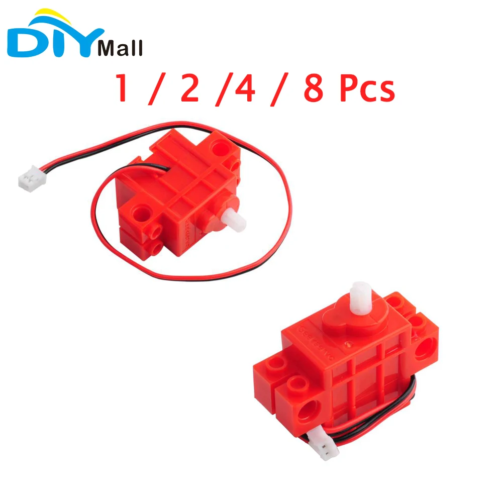 1/2/4/8Pcs Geekservo 360 Degree Red Gear Motor for DIY micro:bit Legoeds Building Blocks Programming  ( 2P JST-PH 2mm Connector)