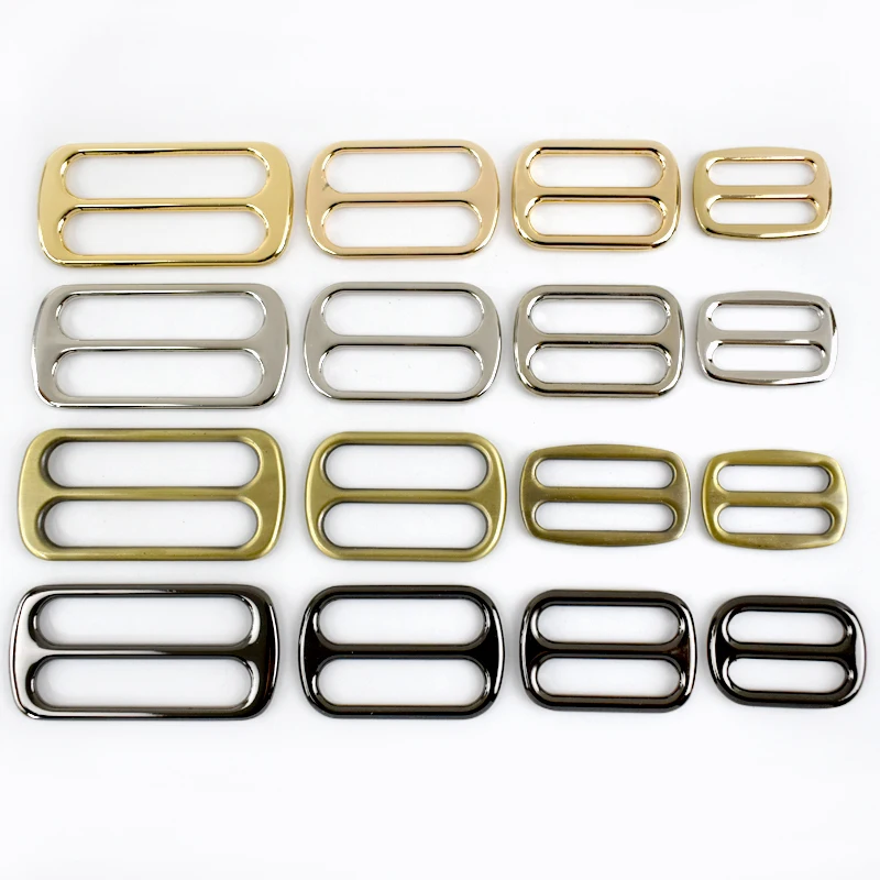 30Pcs 12-50mm Webbing Adjuster Metal Buckles Handbag Strap Tri-Glide Hooks Middle Center Bar Adjust Slider Belt Buckle Hardware