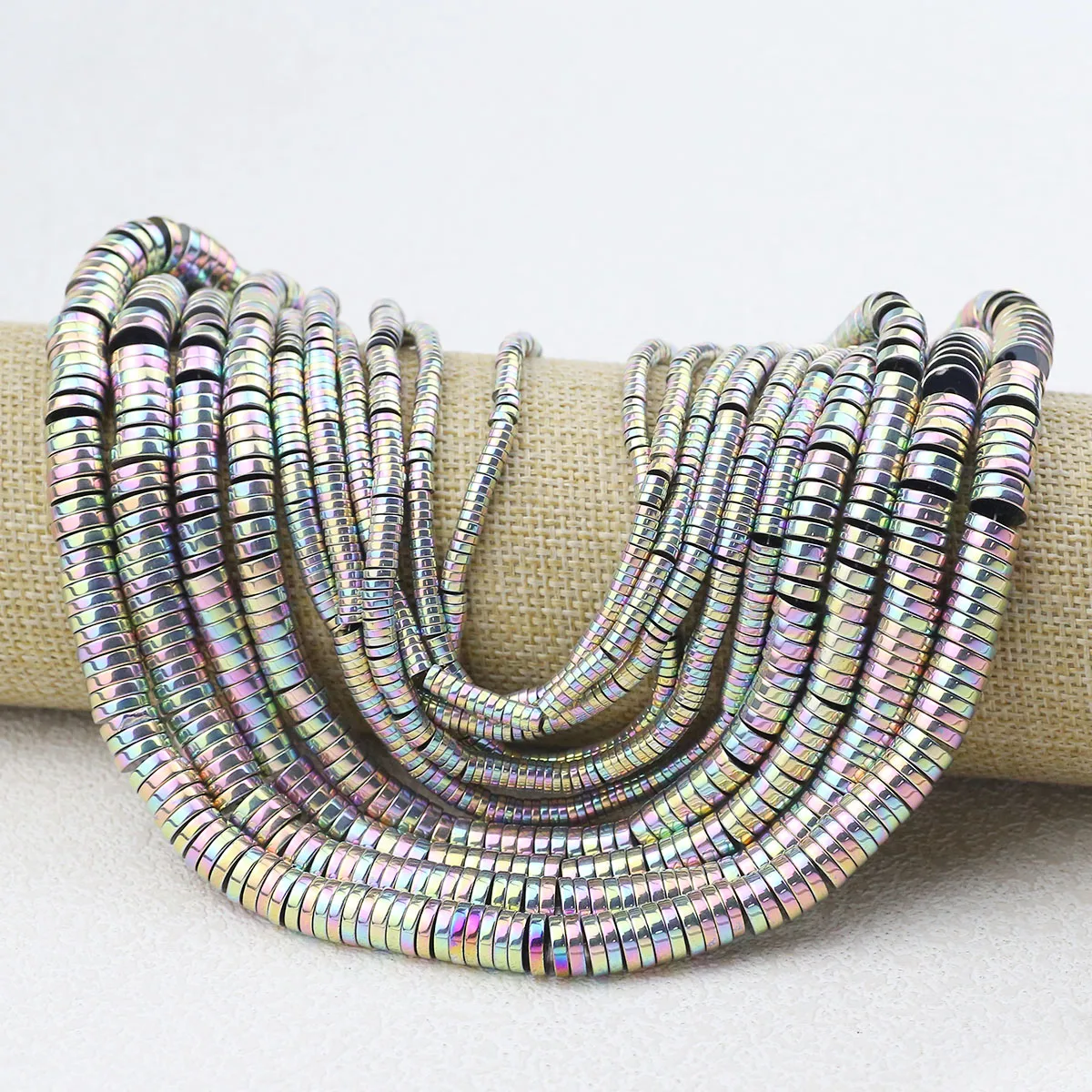 3/4/6/8mm roxo colorido plano redondo hematita espaçador contas de pedra soltas para jóias diy pulseira brincos colar acessórios