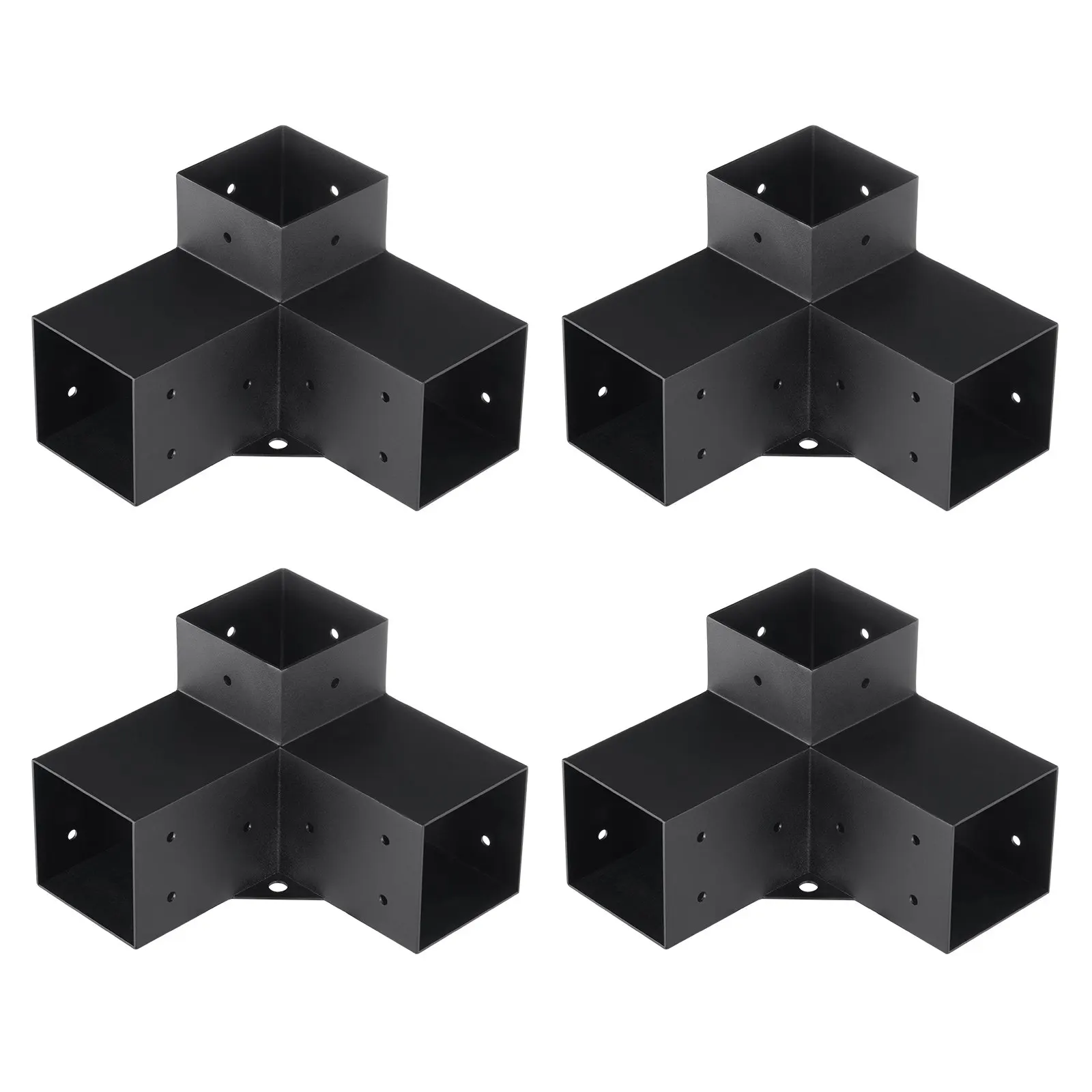 

Pergola Bracket Kit 4''x4'', 4pcs 3-Way Heavy Duty Corner Bracket Woodworks DIY Post Base Kit, Easy Installation Wooden Beams