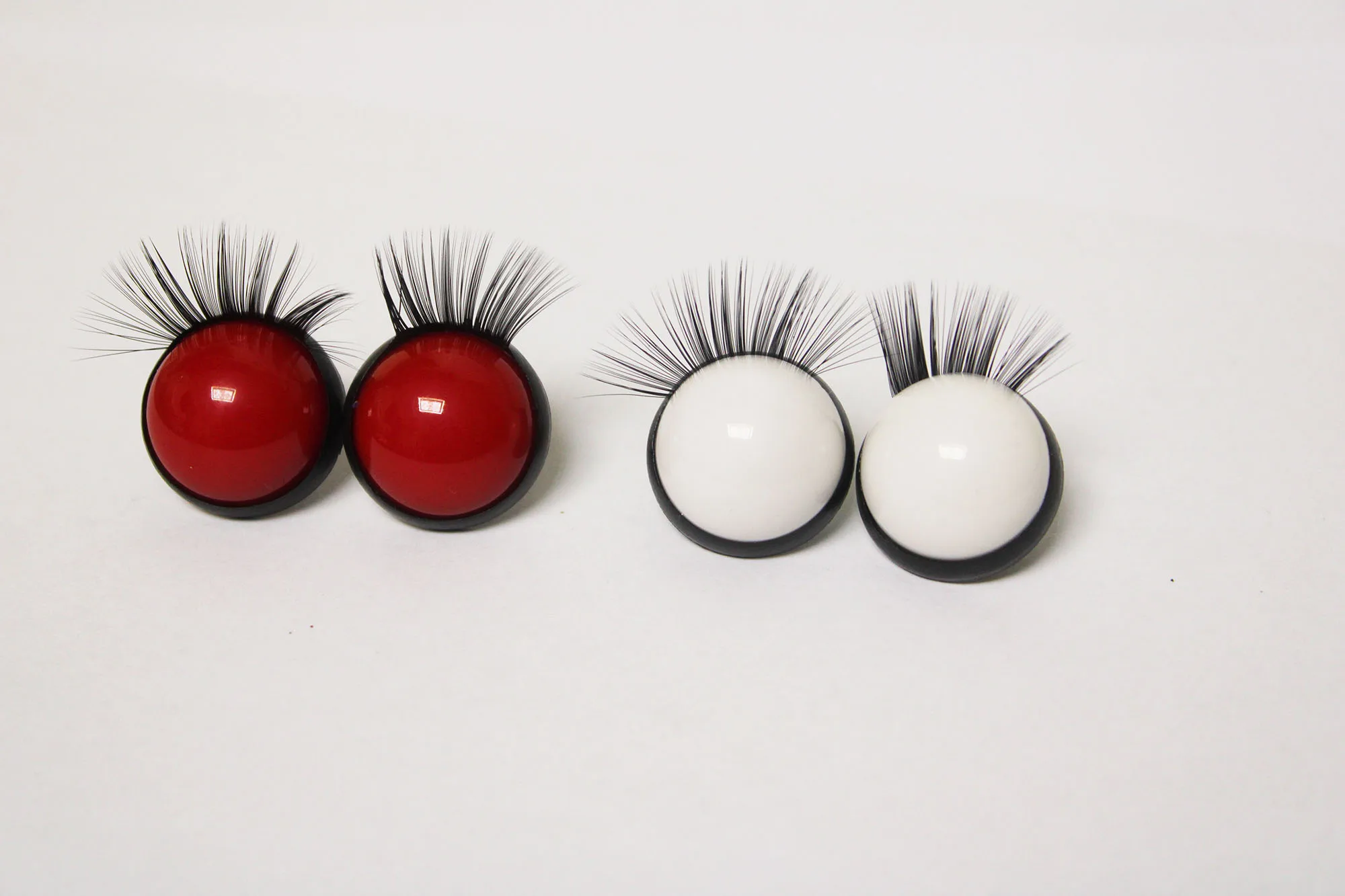 20set/lot  red white color  round toy eyes with black pupil eyes eyelash tray  handpress washer for handcraft findings