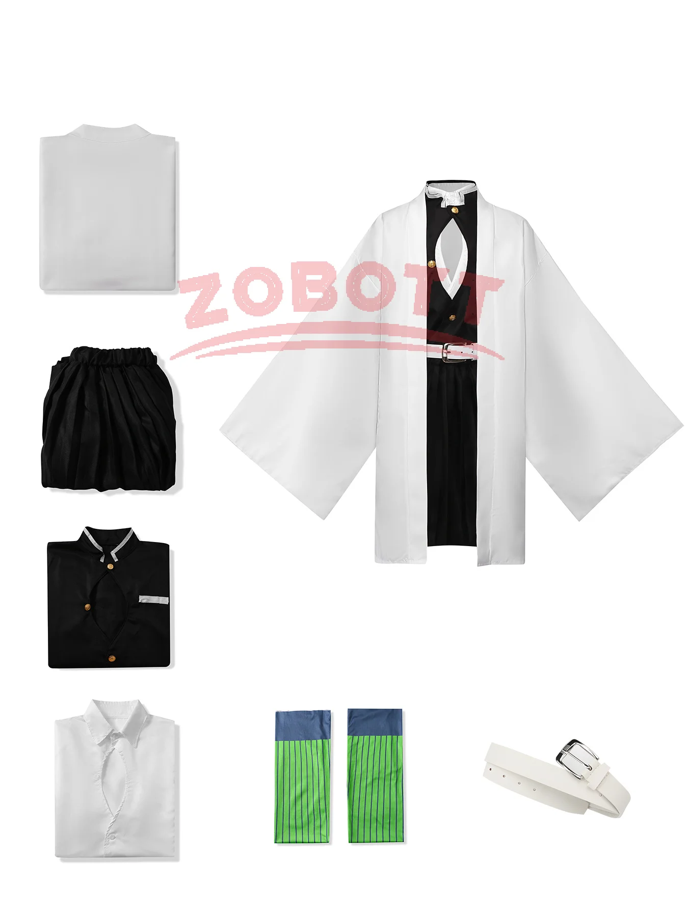 Anime Kostuum Kanroji Mitsuri Costume Cosplay Kimono Haori Abito Parrucca Vestiti Costume di Halloween per Bambini Adulti Kimono Uniforme