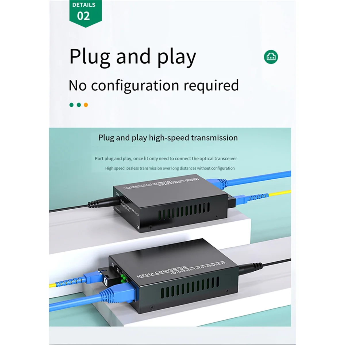 1 Pair Gigabit Fiber Transceiver 20KM SC Single Mode Single Fiber Transceiver Fiber Gigabit Media Converter EU Plug