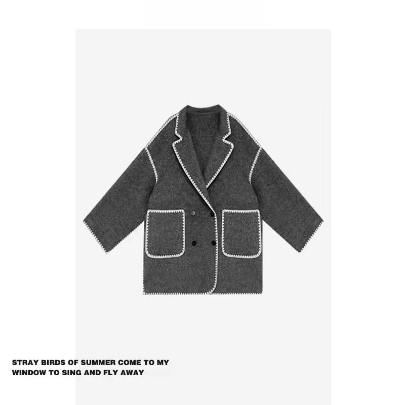 

Шерстяное пальто Forever 2 Retro High-End: уникальный французский стиль, красивая верхняя одежда, длинное, средней длины, для фигуры «груша»