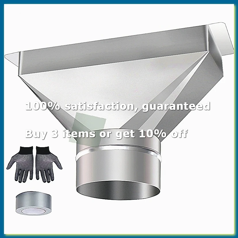 4in Dia X 3-1/4in X 10in L Microwave Vent Kit, Rectangular to Round Duct Galvanized Steel Transition for Connecting Duct-ANKL