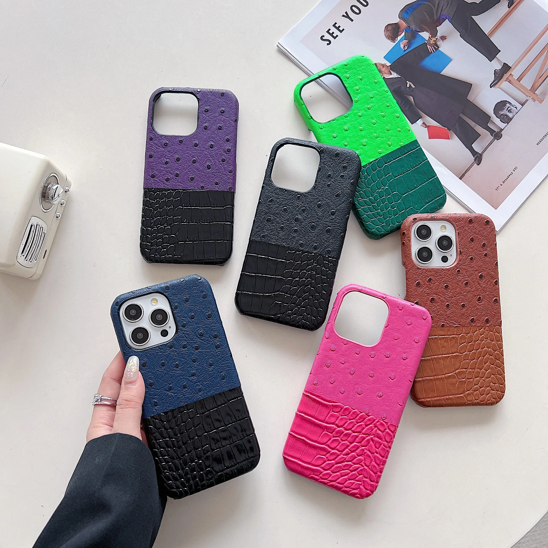 النعامة النبيلة التمساح الربط مناسبة آيفون 17 حالة الأزياء 16 برو نصف حزمة 15 بروماكس مكافحة السقوط 1413 12 حماية Cuvae