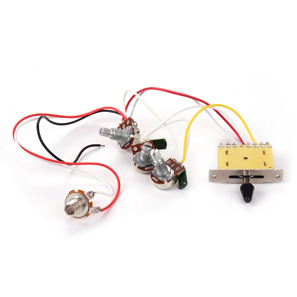 エレキギター配線ハーネスキット,1ボリューム,2トーン,1ジャック,500k, 5ウェイトグルスイッチ,Stratocasterギターとの交換