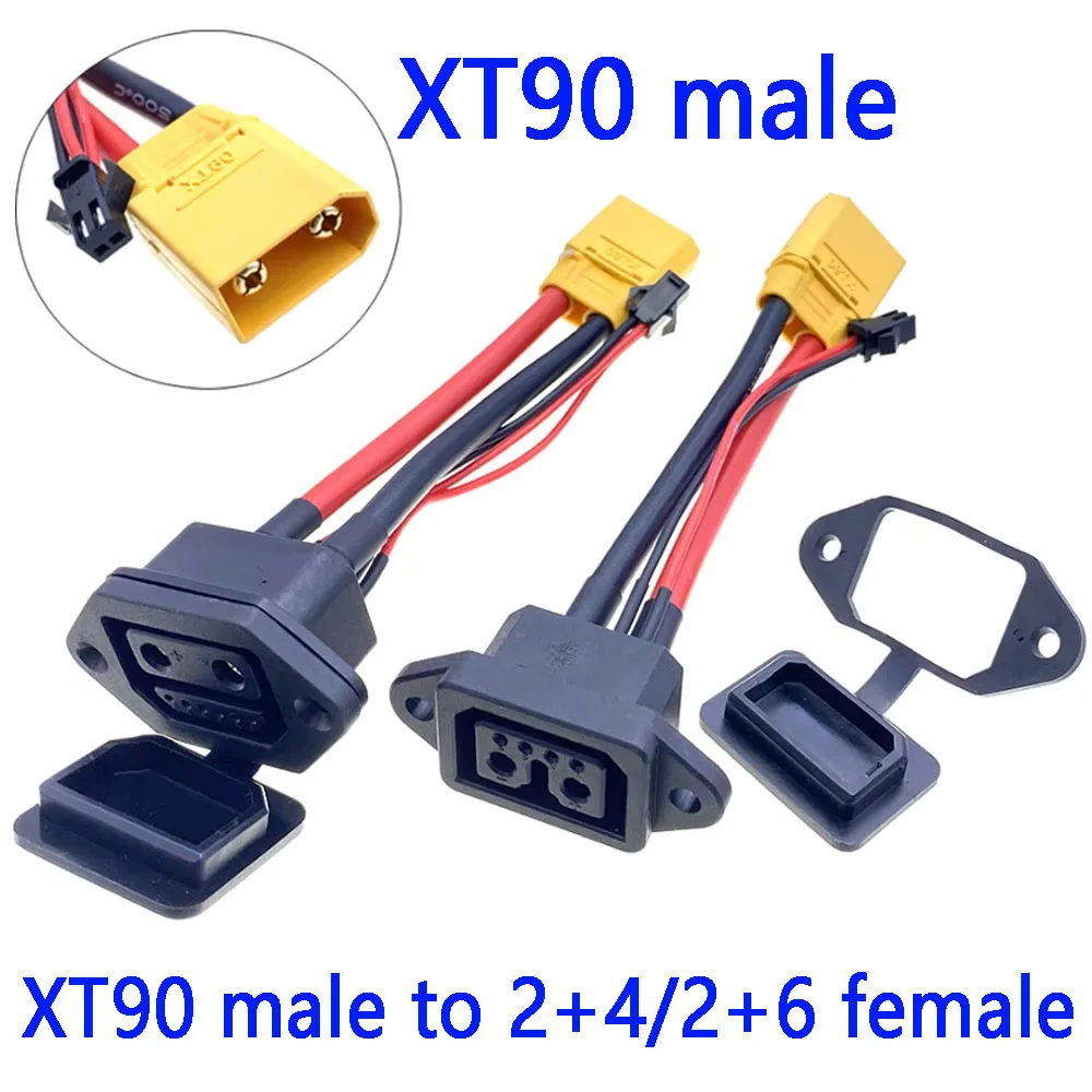 XT90 Shunt line to 2+4/2+6 Female plug charging connector with signal wire SM lithium battery connection wire discharging wire