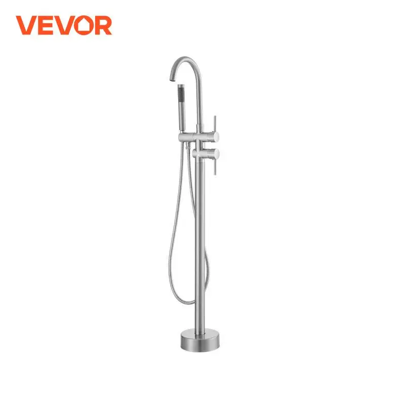 VEVOR Freestanding Bathtub Faucet Floor Mount Shower Mixer Taps For Bathing Showering Pet Cleaning Drains Toilet Flushing