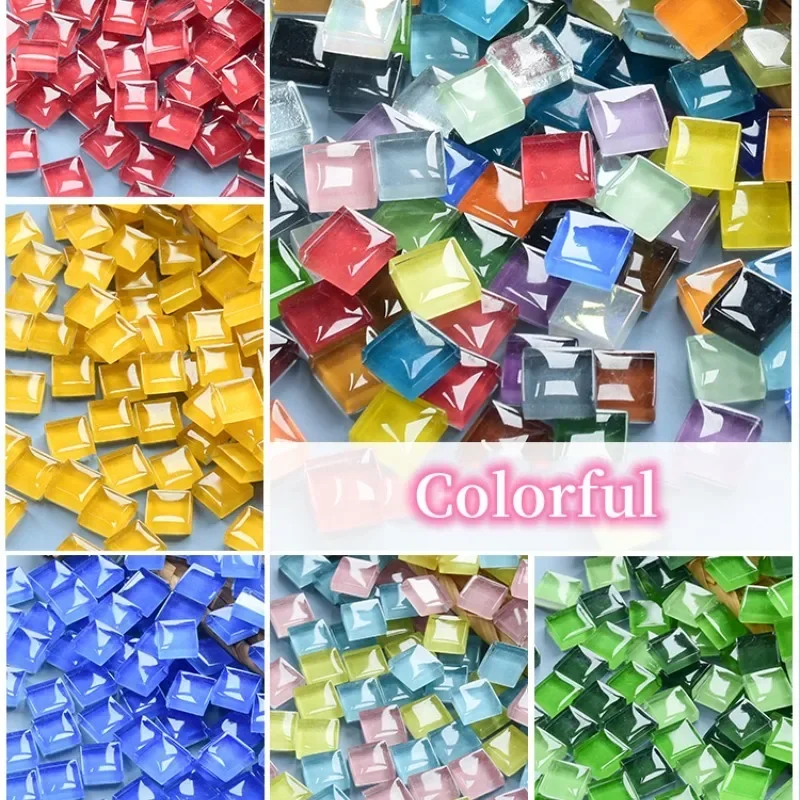 

450pcs Square Crystal Glass Colorful Mosaic Stones DIY Mosaic Making Stones for Craft Hobby Arts Home Wall Decoration