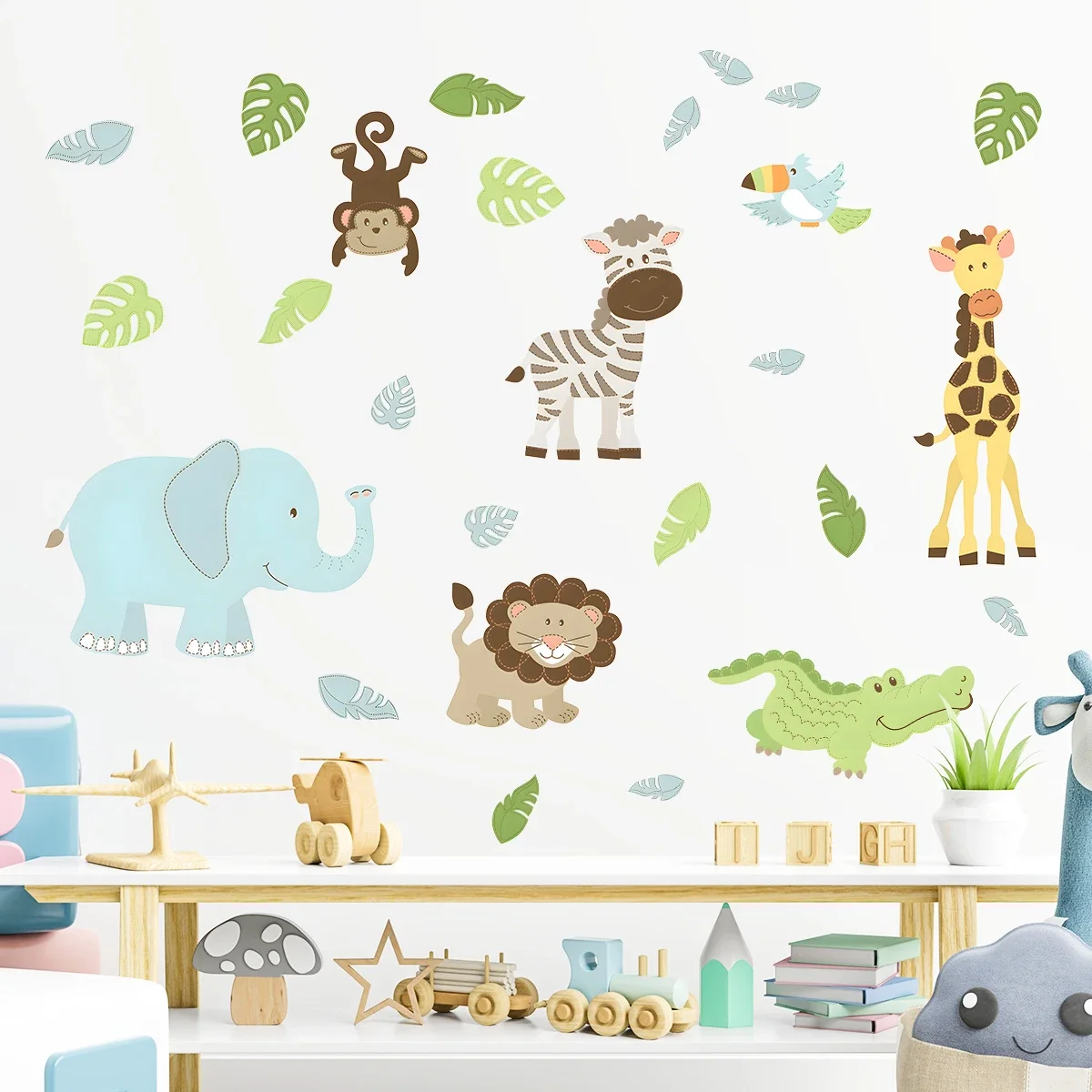 1Pc Cartoon African Animals Elephant Giraffe Crocodile Wall Stickers for Kids Room Wall Decals Bedroom Decoration Home Decor