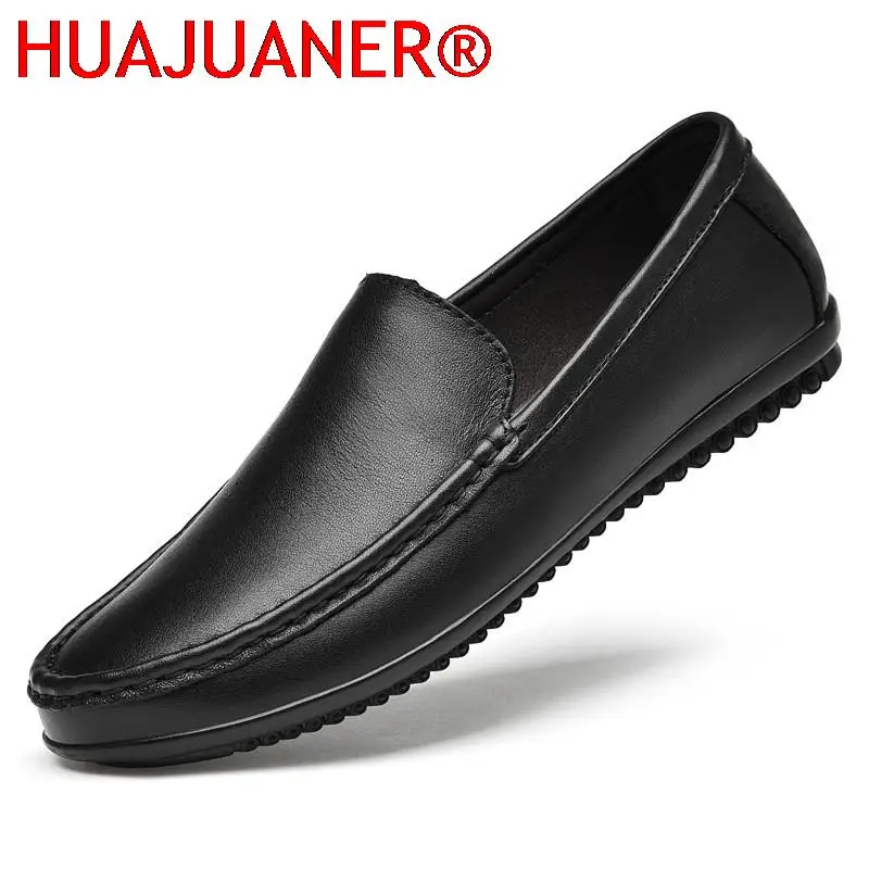 High Quality Men's Casual Leather Comfortable Loafers Man Wedding Dress Slip on Driving Round Toe Shoes Walking Flats Shoes