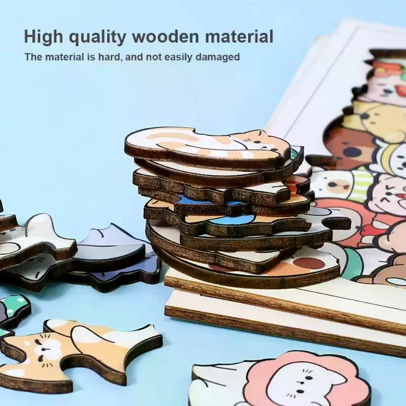 Irregular Wooden Jigsaw Puzzle Cute Animal Pattern High Difficulty Brain Teaser Toy For Kid Adults Educational Leisure Game Gif