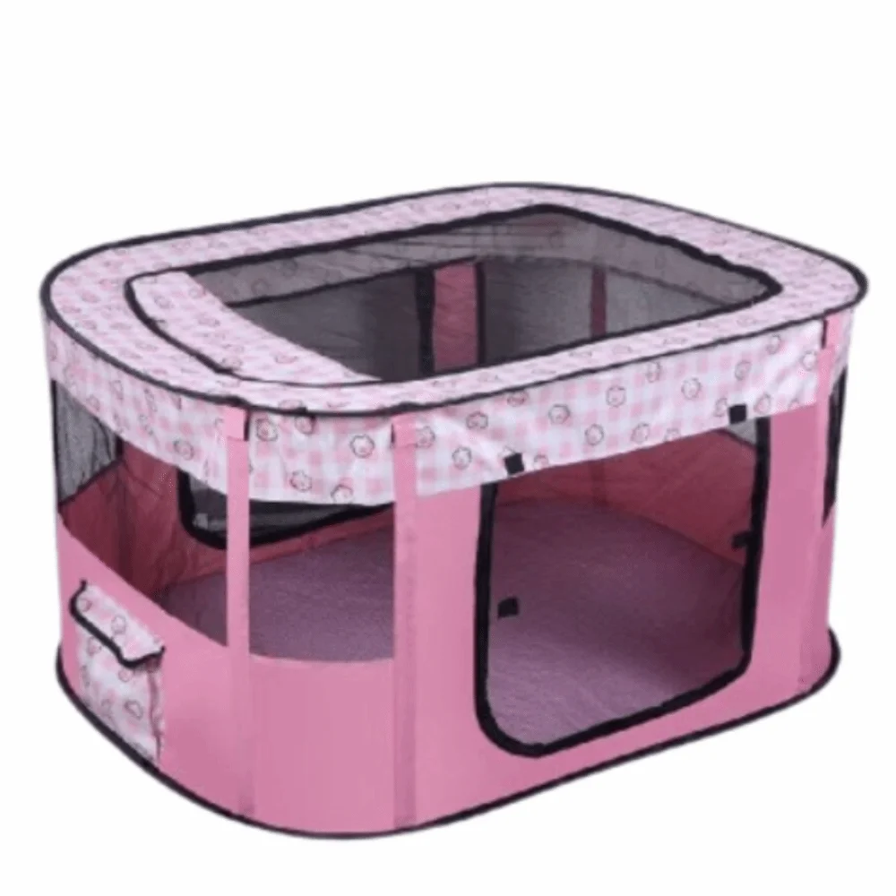 

Comfortable Portable Pet Playpen Collapsible Breathable Folding Pet Cage 300D Oxford Cloth Removable Dog Enclosure Travel