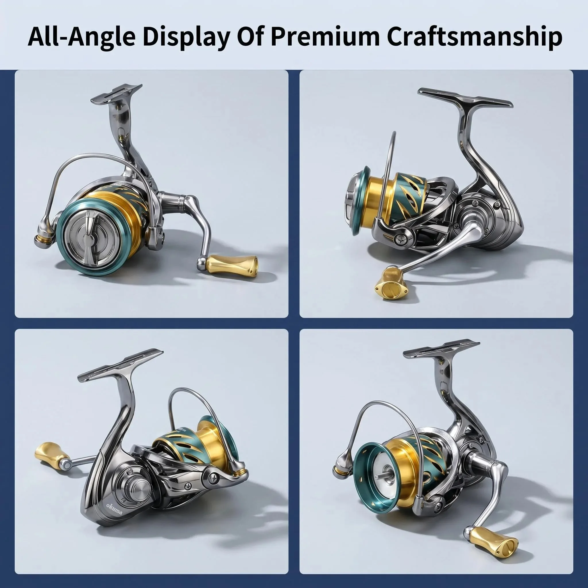 Okuma Spinnrolle, Ganzmetall-Angelrolle, maximale Bremskraft 12 kg, für Salzwasser- und Süßwasser-Langwurfköder, kostenlose Angelbrille. – Detail 5