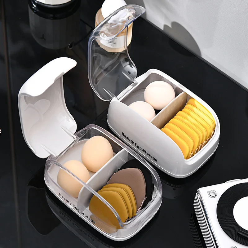 Beauty-Egg-Aufbewahrungsbox mit Deckel, staubdicht, für Schminktisch, Lippenstift, Air Cushion, tragbares Puderquasten-Aufbewahrungsregal