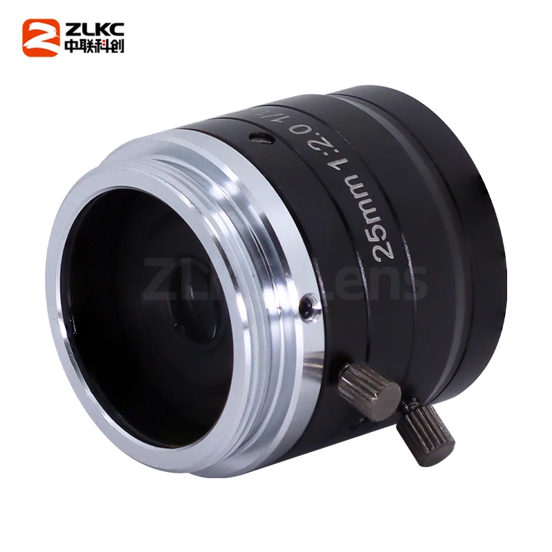 25mm Fixed Focus Lens 1/1.8'' Camera C Mount Lente 5MP Low Distortion F2.0-C Manual Iris for Machine Vision fa/cctv Cameras