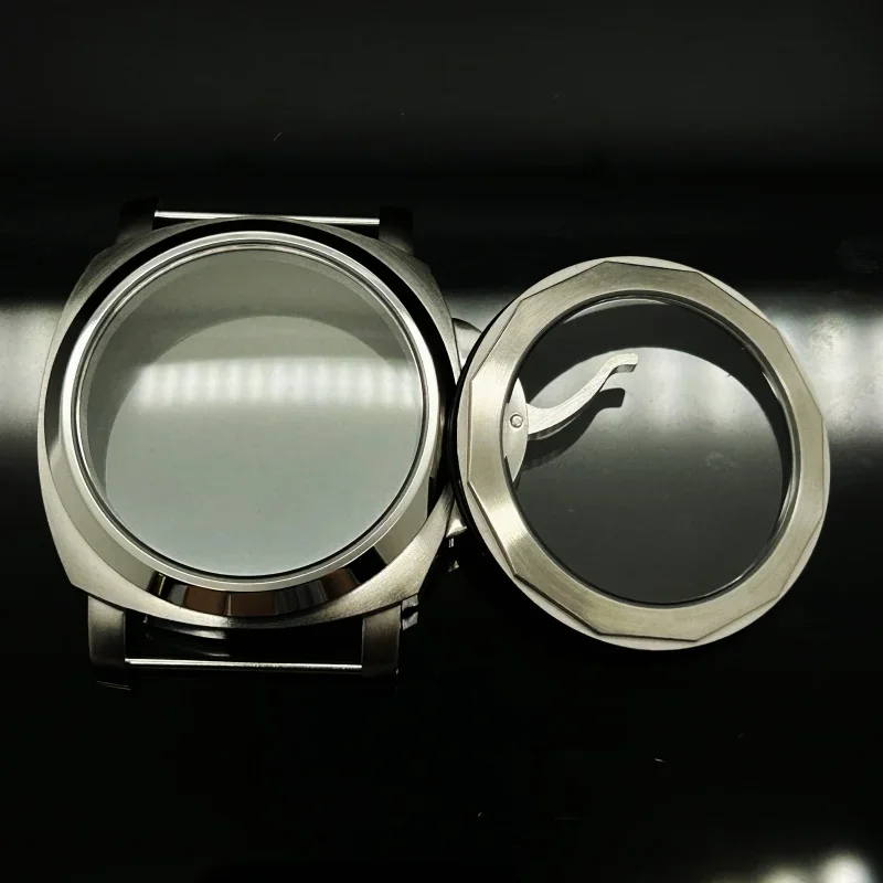 

44mm Manual Stainless Steel Light Sand Case for PM Pilot ETA6497/98 ST3600/20 Automatic Movement 34.5mm Dial No Logo Watch Case
