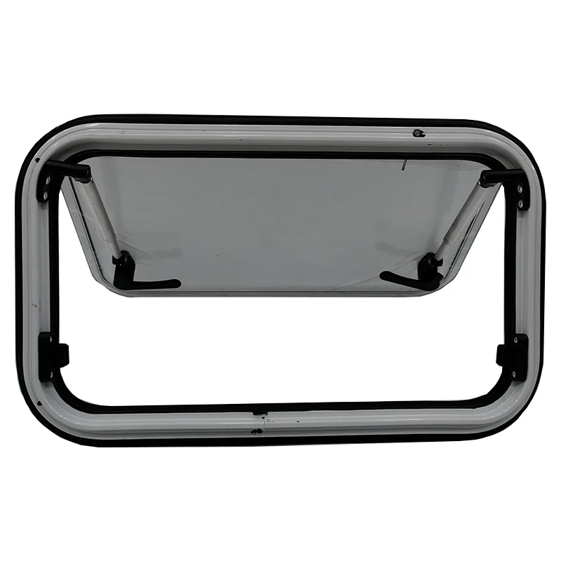 RV Caravan Accessories Factory 500x450mm Aluminum White Frame Push-out Ventilation Camper Van Acrylic Windows with Roller Blind