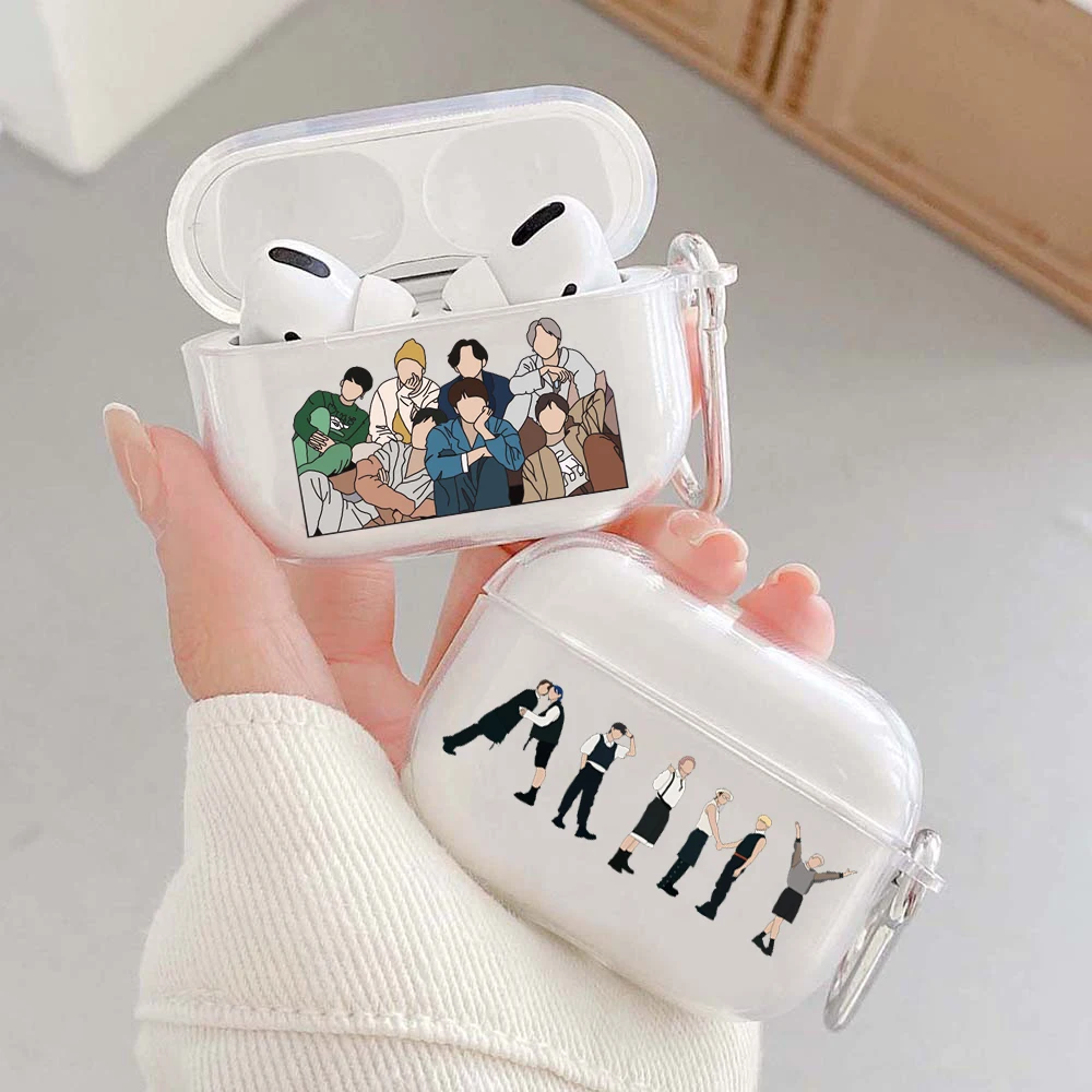 Soft Transparent TPU Case for Apple Airpods Pro 2 1 3 Abstract Korean Fashion Kpop Band Wireless Bluetooth Earphone Cover Cases