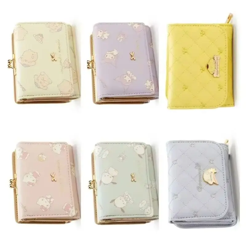 Cartera Bifold de Cuero PU Sanrio para Niñas - Linda Cartera Plegable Kawaii con Diseño de Hello Kitty, Cinnamon Roll, Pringle y Kuromi