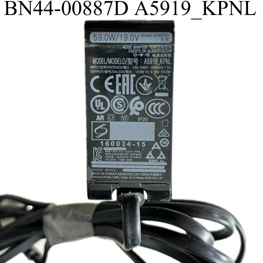 

BN44-00887D A5919_KPNL 19V 3.10A 59W Monitor AC/DC Adapter Power Supply is for C24FG73FQU S34J552WQU U32J590UQU Display Charger