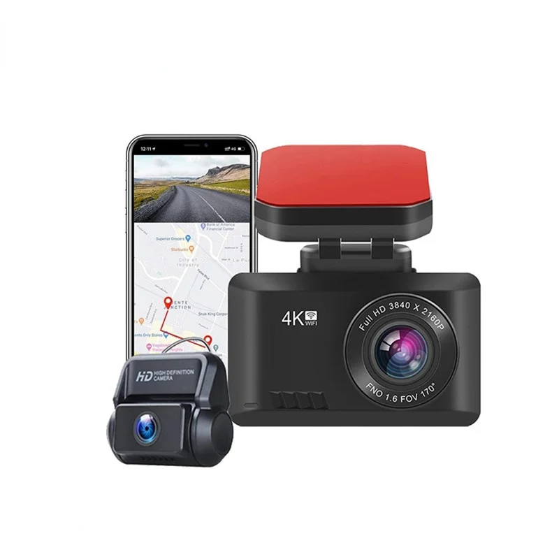 2.45 Inches High Grade T8 Novatek 96670 Car Dash Cam Dual Camera Lens 4K 2160P Wifi Gps Dual 4K  Dash Cam  Black Box