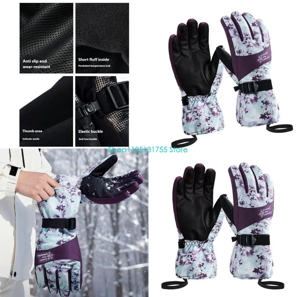 

K0EF Cold Weather Ski Gloves Thicken Lining Waterproof Windproof Snowboard Gloves For Men Women Cycling Skiing Snowboarding