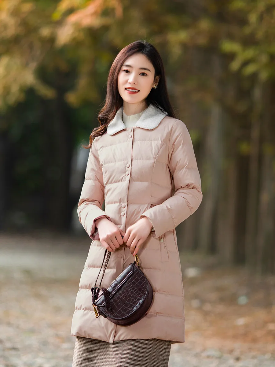 

Ретро-куртка женская утепленная хлопковая, приталенная, с воротником, длинная верхняя одежда, художественный дизайн, наполнитель из полиэстера, 96% и более